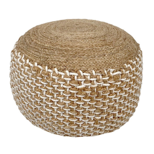 Pouf jute stool round 50x50 cm decorative stool jute natural pouf floor cushion footstool