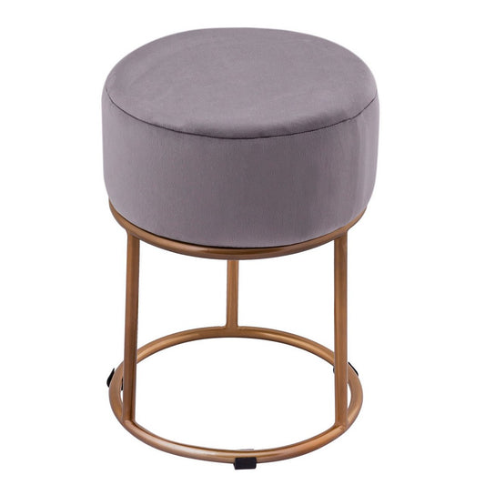 Velor stool 2nd choice Ø 32 H 42 cm velvet stool with iron frame gold colored stool velvet pouf seat