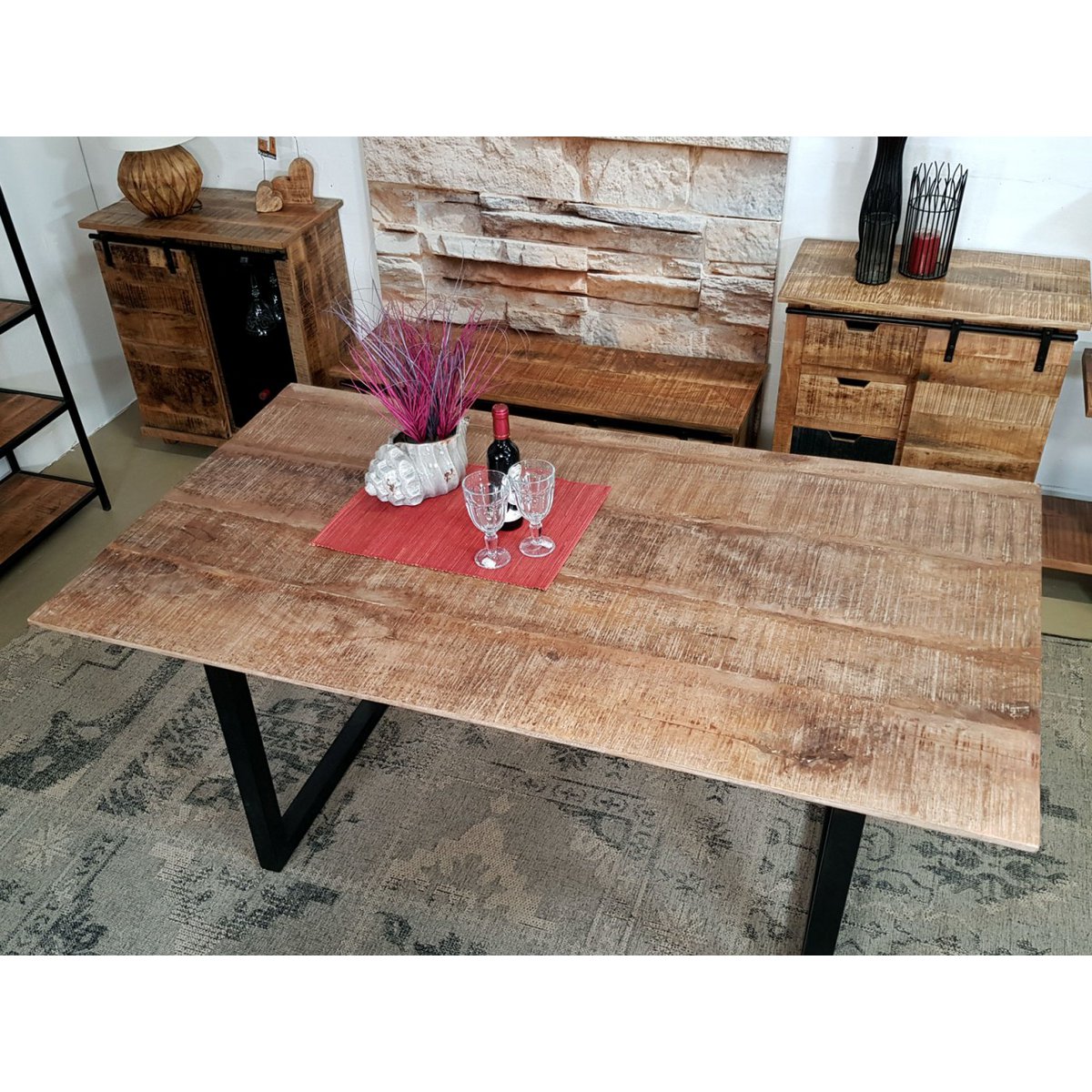 Dining table kitchen table dining room table Liverpool 120x80 160x90 and 200x100 cm solid mango wood