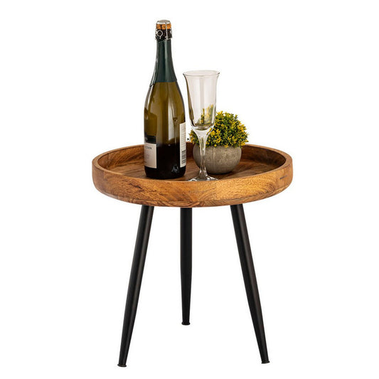 Side table wood round ø 40 or 50cm coffee table living room table Vancouver metal feet matt black