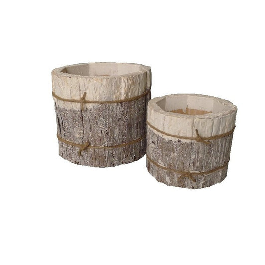 pot bark cyl white set/2