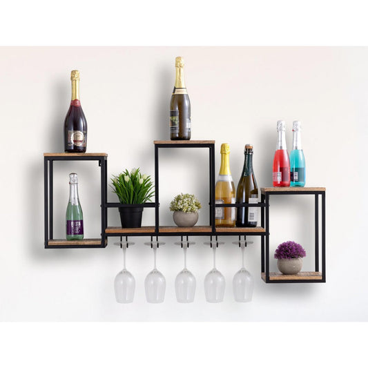 Bottle rack wine rack wood 104x53x23cm home bar Rio Grande mango wood metal frame