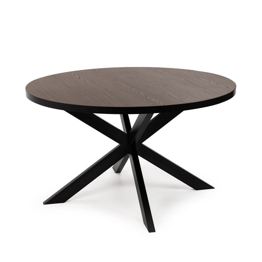 Stalux Round dining table 'Daan' 135cm, color black / brown wood