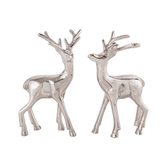 Deco figure set of 2 deer table decoration animal figure metal Christmas decoration silver or gold aluminum